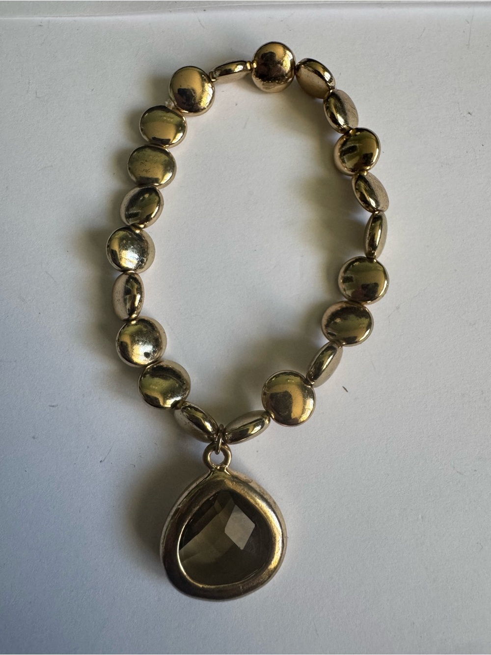 Statement Gold Pebble Bead Stretch Bracelet 29.1g